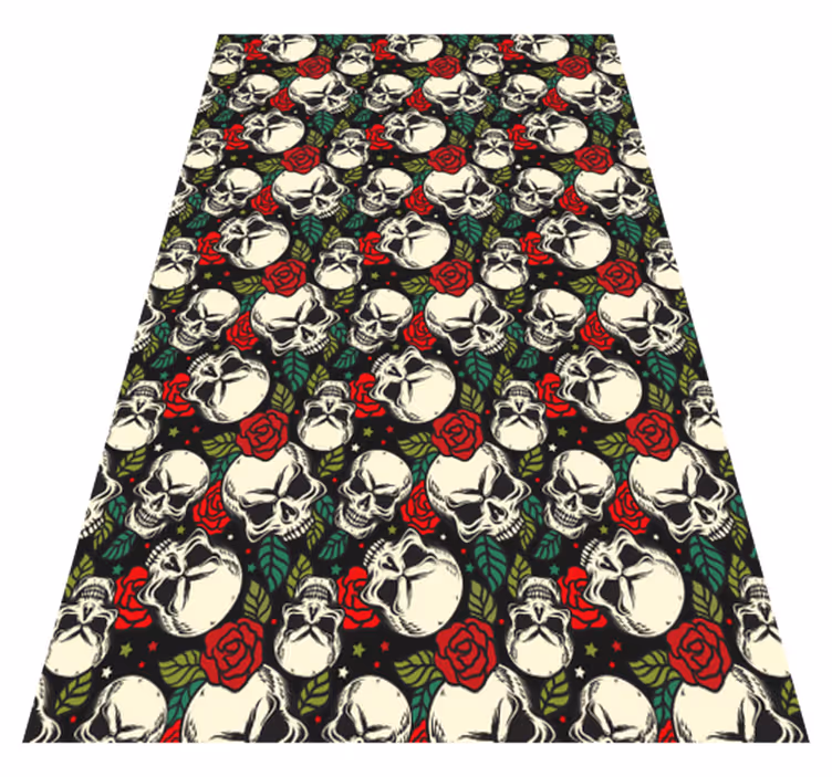 Skallen rose mønster Halloween vinyl teppe - Tenstickers