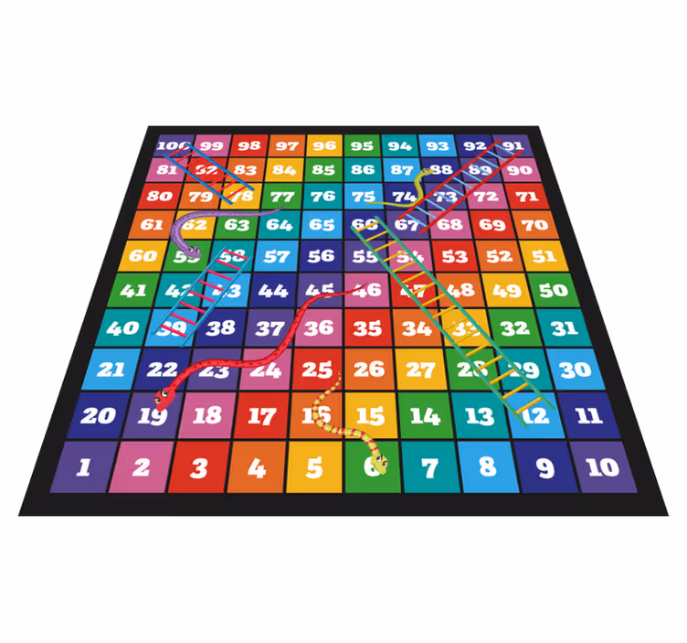 Regnbue slanger og stiger spill vinyl teppe - Tenstickers
