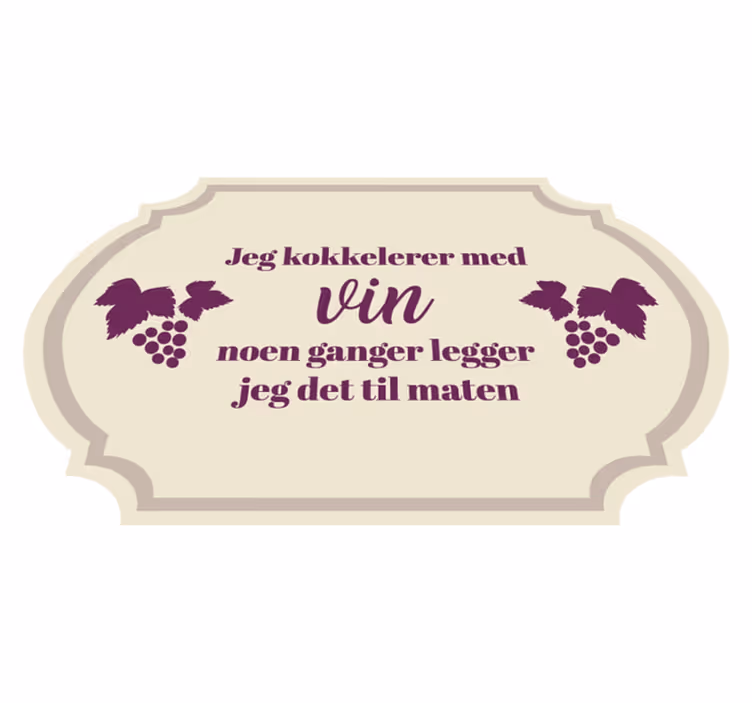 Matlaging med vintekst tilpasset vinyl teppe - Tenstickers