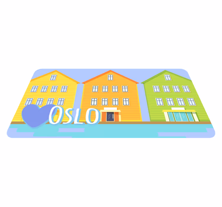 Jeg elsker oslo med hus vinyl teppe sagn og tekster - Tenstickers