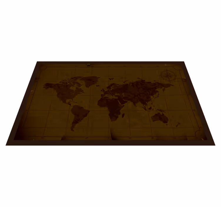 Antikk brun design vinyl teppe verdenskart - Tenstickers