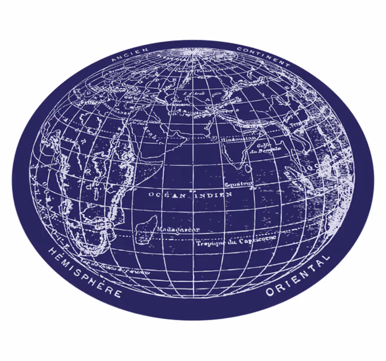 Sirkulært verdenskart vinyl teppe - Tenstickers