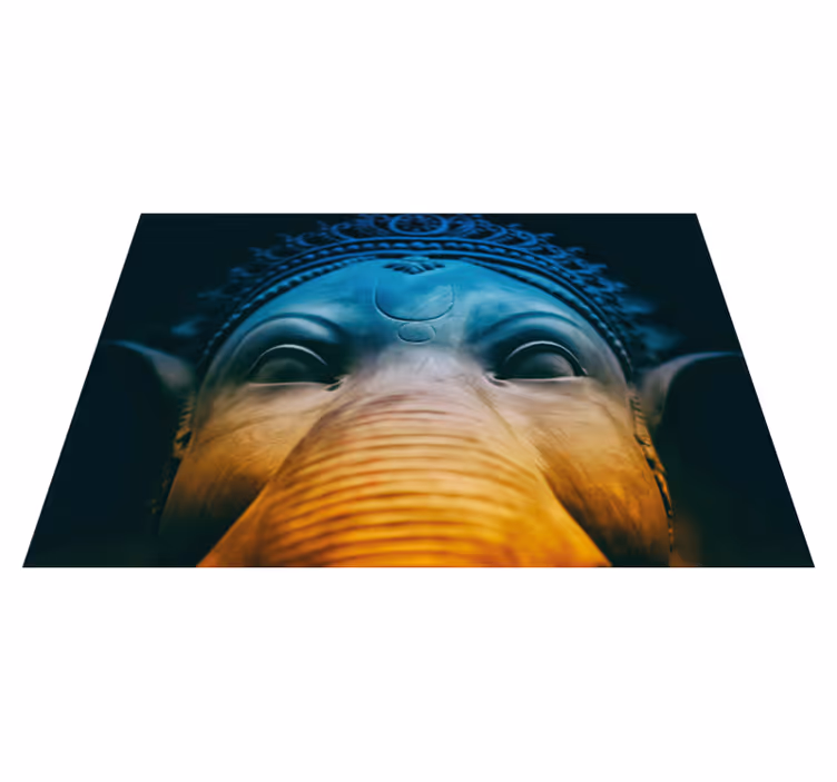 Moderne kunst blå elefant vinyl teppe - Tenstickers