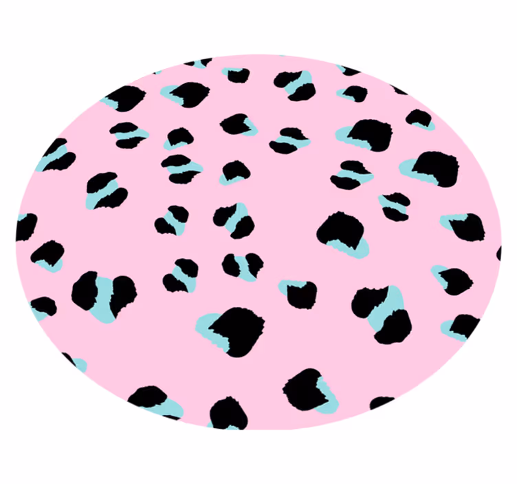 Sirkulært rosa leopard dyretrykk vinyl teppe - Tenstickers