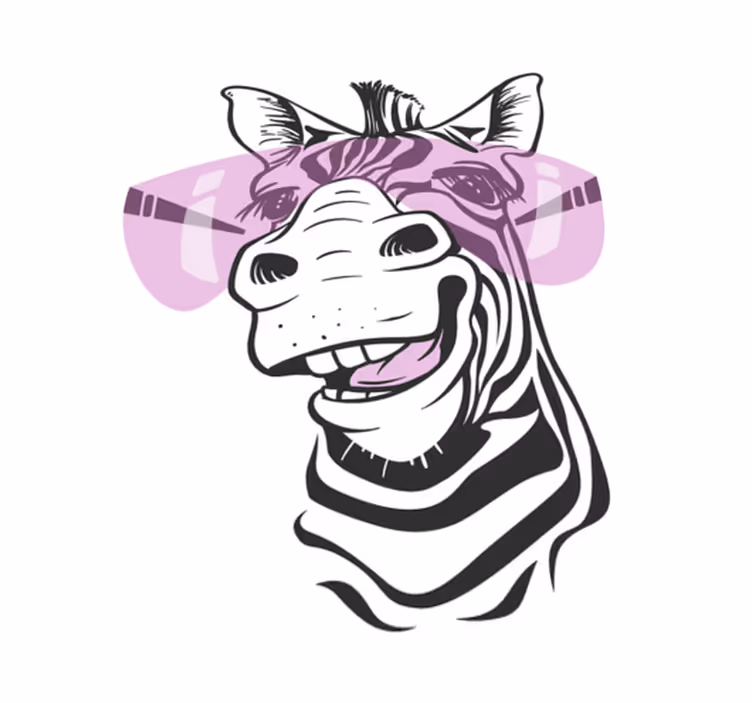 Smilende sebraansikt vinyl teppe dyr - Tenstickers