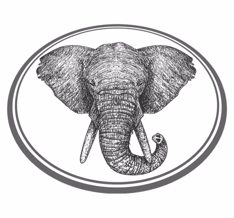 Grå elefant omriss vinyl teppe dyr - Tenstickers