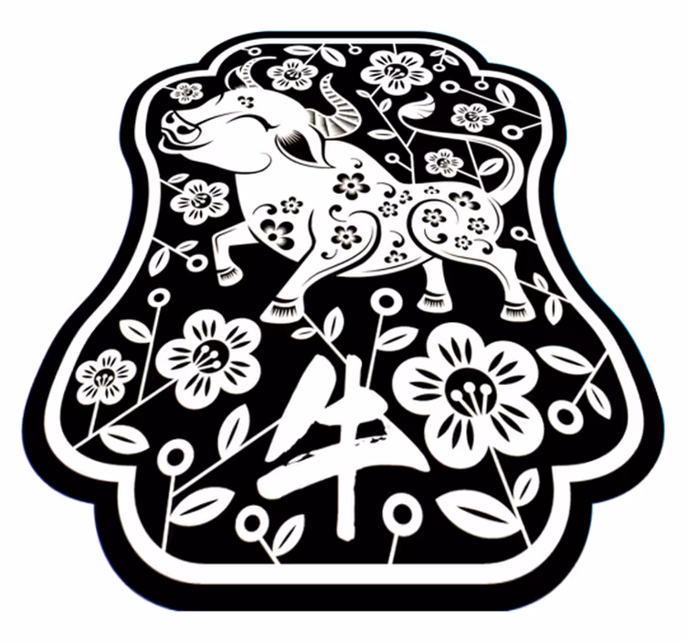 Elegant blomsterokse vinyl teppe dyr - Tenstickers