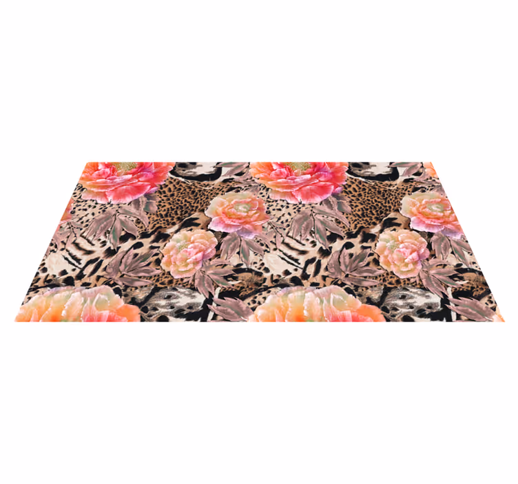 Fargerike malte roser vinyl teppe blomster og planter - Tenstickers