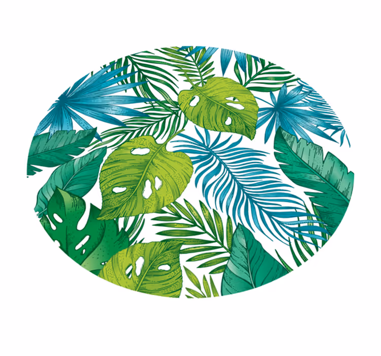 Tropiske bladdesign vinyl teppe natur - Tenstickers