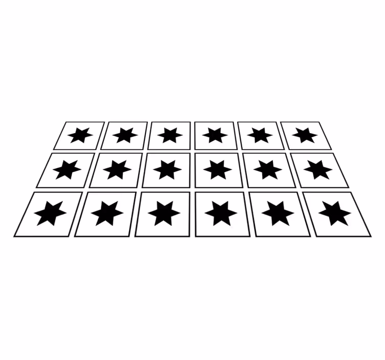 Hvitt stjerne svart fliseffekt vinyl teppe - Tenstickers