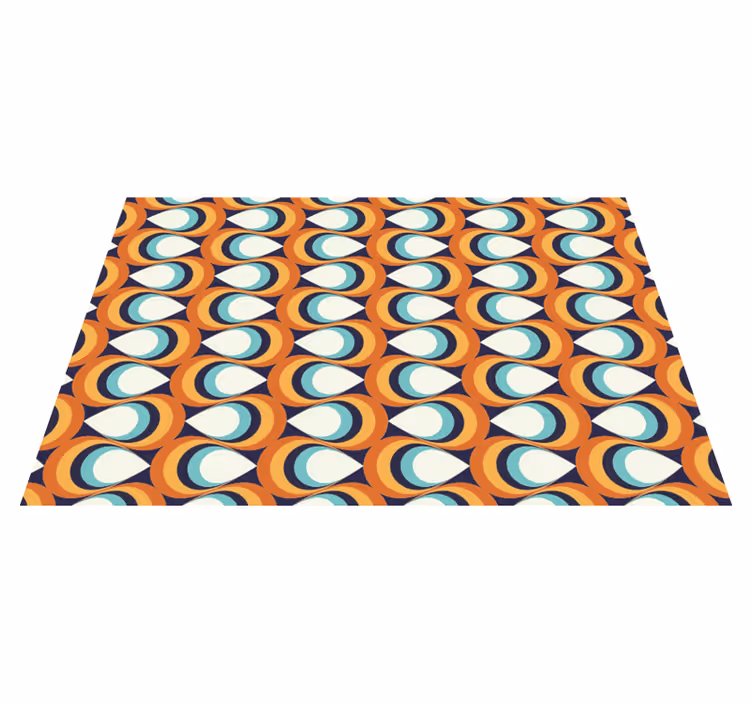 70-tallet spisse sirkler mønster vintage vinyl teppe - Tenstickers