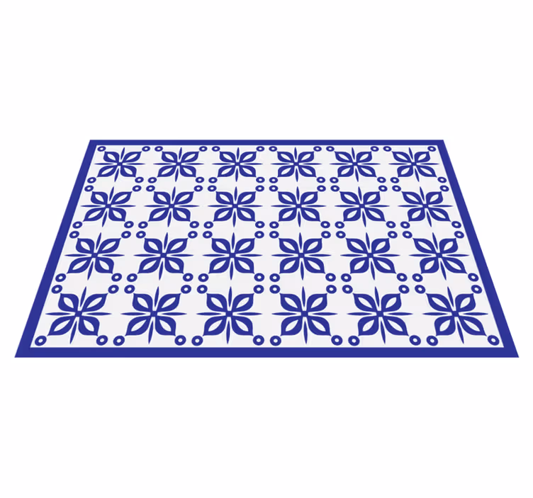 Blått blomsterelement vinyl teppe hydraulisk - Tenstickers