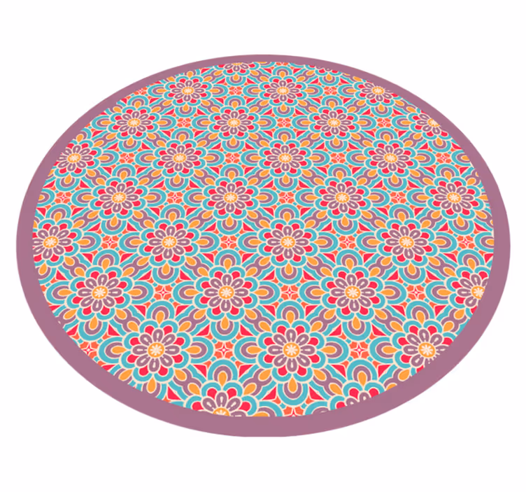 Vibrant blomsterdesign vinyl teppe mandala - Tenstickers