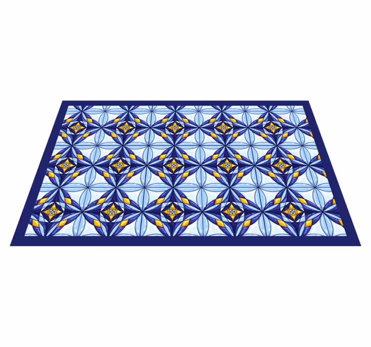 Vibrant blått mønster vinyl teppe hydraulisk - Tenstickers
