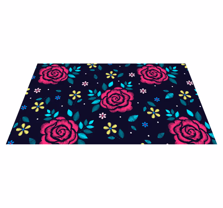 Mørke roser blomster soverom vinyl teppe - Tenstickers