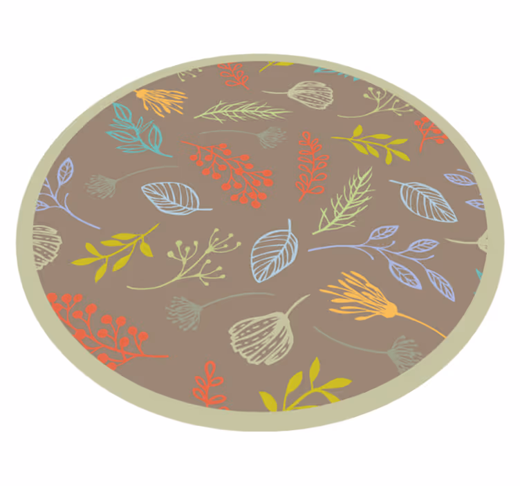 Botanisk bladtrykk vinyl teppe blomster og planter - Tenstickers
