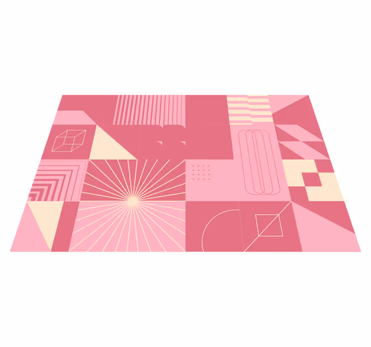 Geometriske rosa mønstre vinyl teppe moderne - Tenstickers
