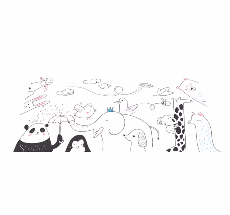 Minimalistiske dyrevenner vinyl teppe baby - Tenstickers