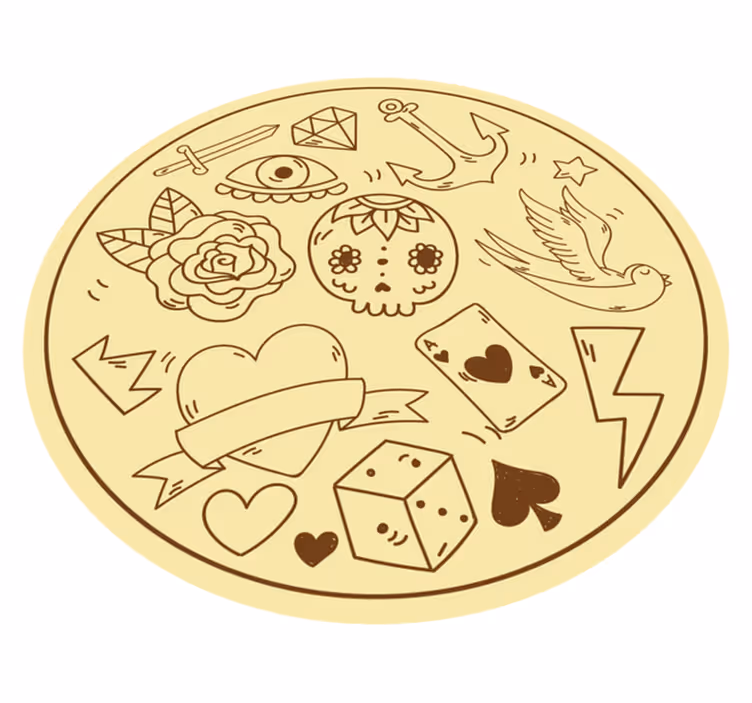 Tatoveringssymboler vinyl teppe ungdom - Tenstickers