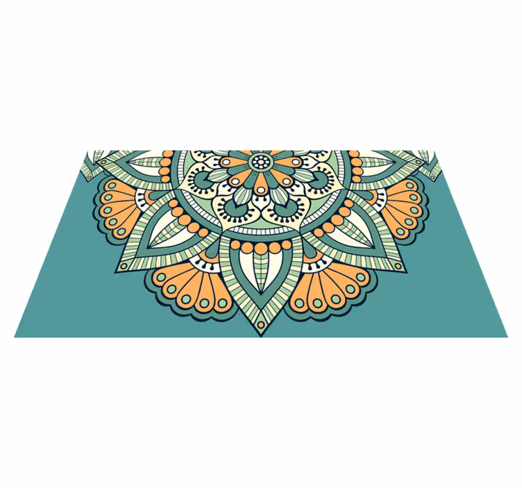 Halvt blomstermotiv vinyl teppe mandala - Tenstickers