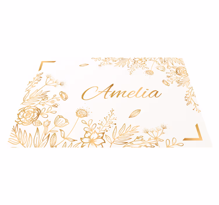 Floral personlig velkomst vinyl teppe med navn - Tenstickers