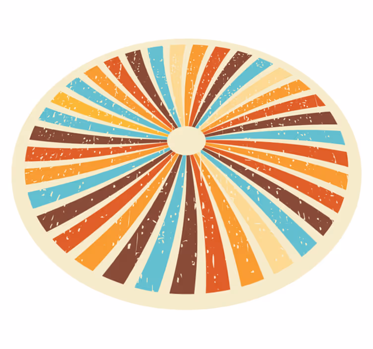 Retro sunburst stråler vinyl teppe - Tenstickers