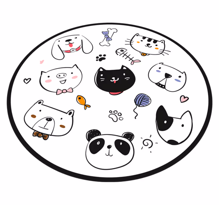 Tegnede søte dyr vinyl teppe - Tenstickers