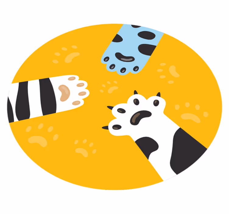 Tre katte poter dyre vinyl teppe - Tenstickers