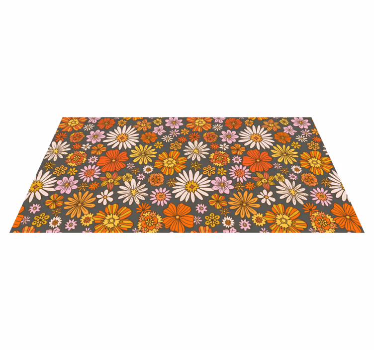 70-talls blomster vinyl teppe - Tenstickers