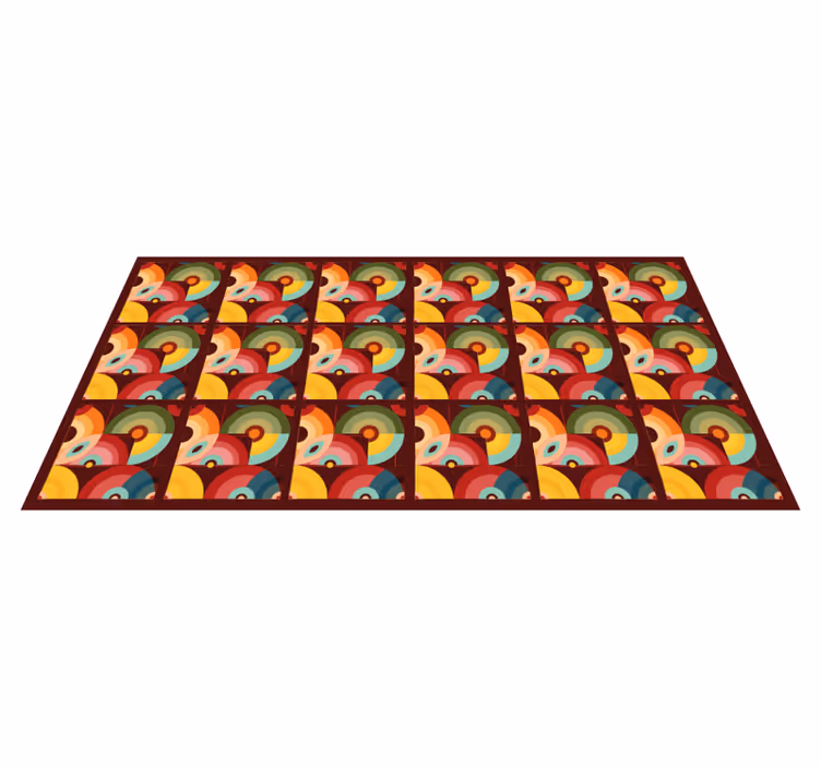 Retro fargerike sirkulære former vinyl teppe vintage - Tenstickers