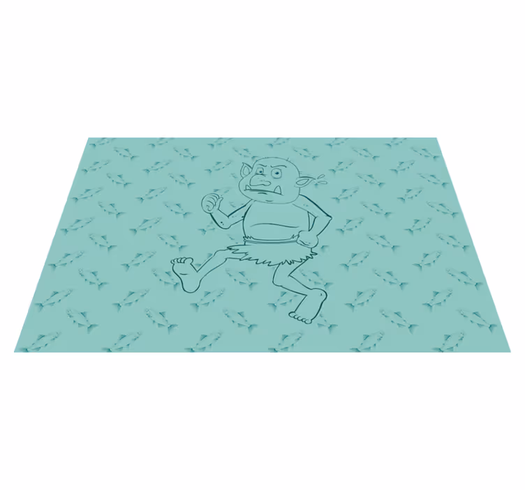 Norsk troll som holder laks etnisk vinyl teppe - Tenstickers