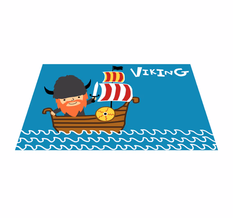 Smilende vikinggutt med hjelm vinyl teppe - Tenstickers