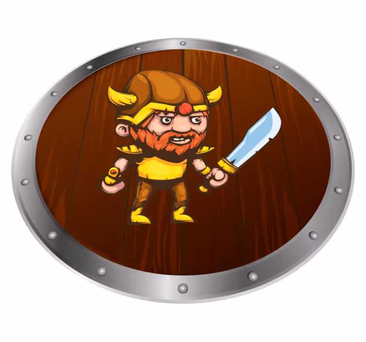 Vikingkriger på brun overflate Vinyl teppe flere barn - Tenstickers