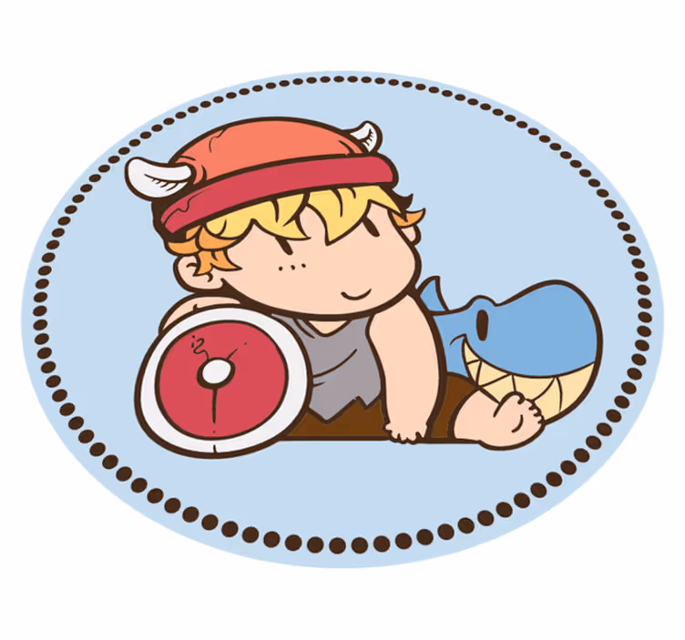Søt baby viking med ror etnisk vinyl teppe - Tenstickers