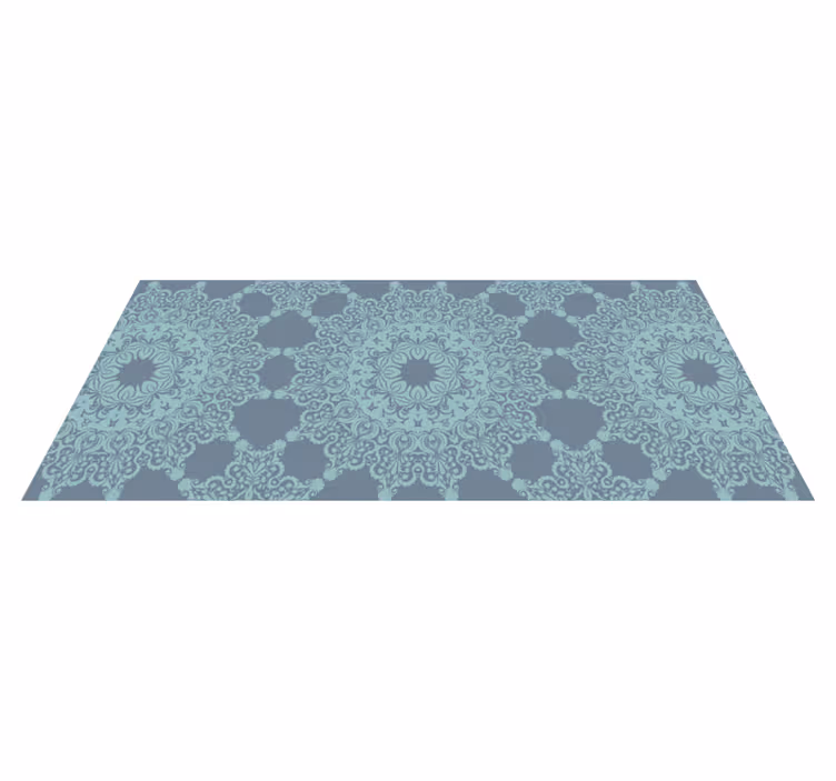 Elegant blått mønster vinyl teppe mandala - Tenstickers
