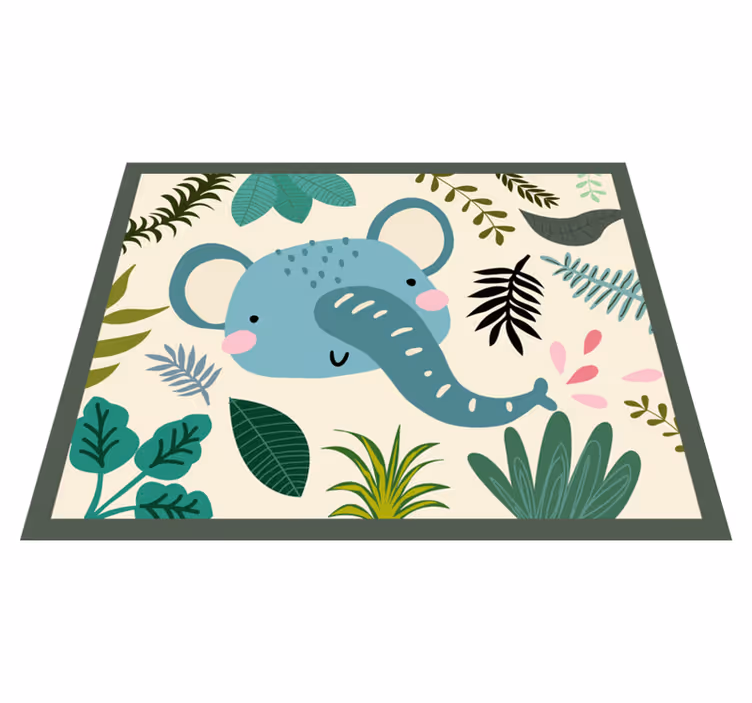 Elefantillustrasjon vinyl teppe baby - Tenstickers