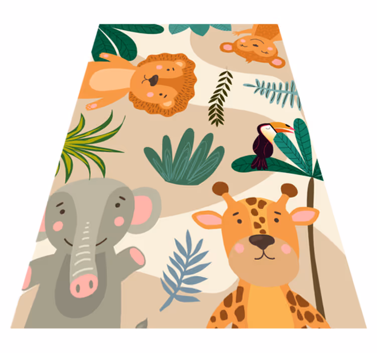 Barn nordisk jungel dyr barn vinyl teppe - Tenstickers