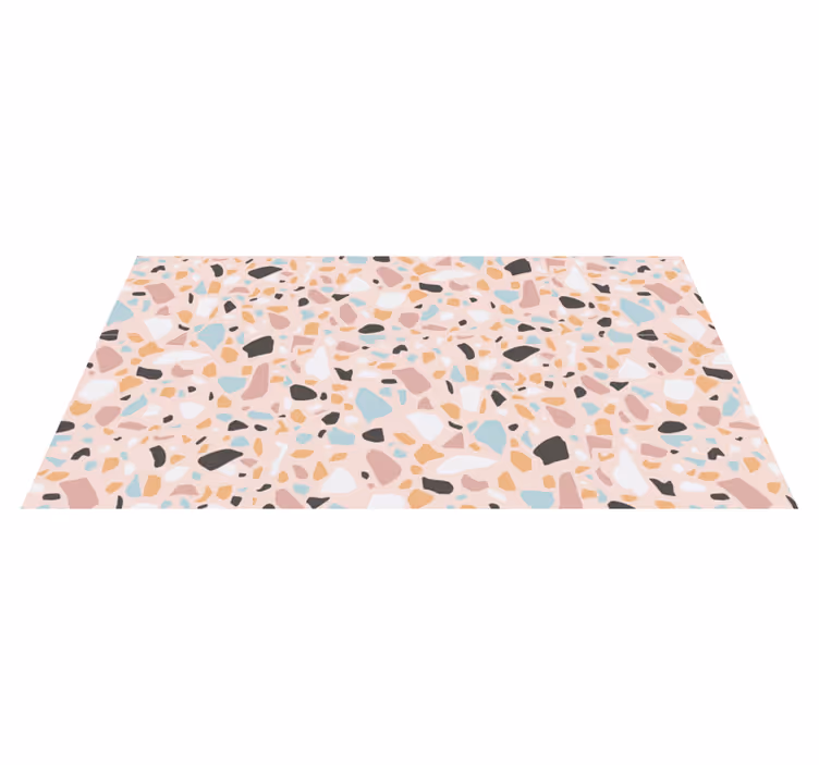 Rosa og blått terrazzo vinyl teppe i akvarell - Tenstickers