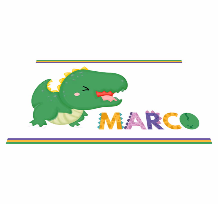 Grønn dinosaur med navn personlig vinyl teppe - Tenstickers