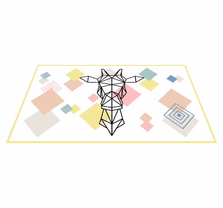 Abstrakt origami-sjiraff vinyl teppe ungdom - Tenstickers