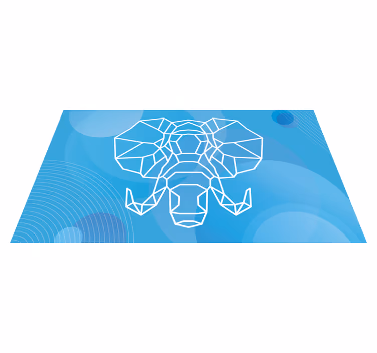 Blått elefantansikt vinyl teppe dyr - Tenstickers