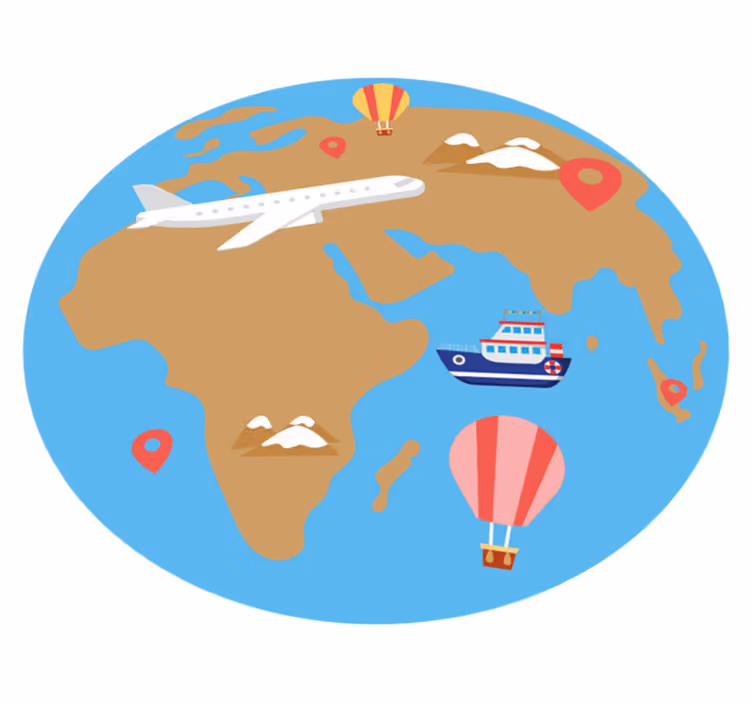 Reiseinspirert eventyr vinyl teppe verdenskart - Tenstickers