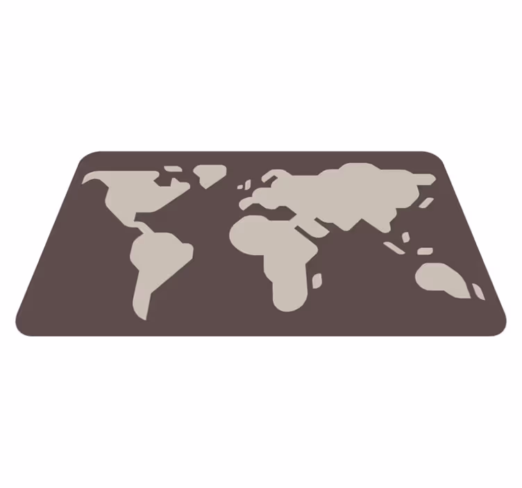 Beige og grått motiv vinyl teppe verdenskart - Tenstickers