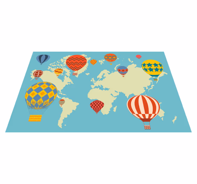 Luftballonger verdenskart vinyl teppe - Tenstickers