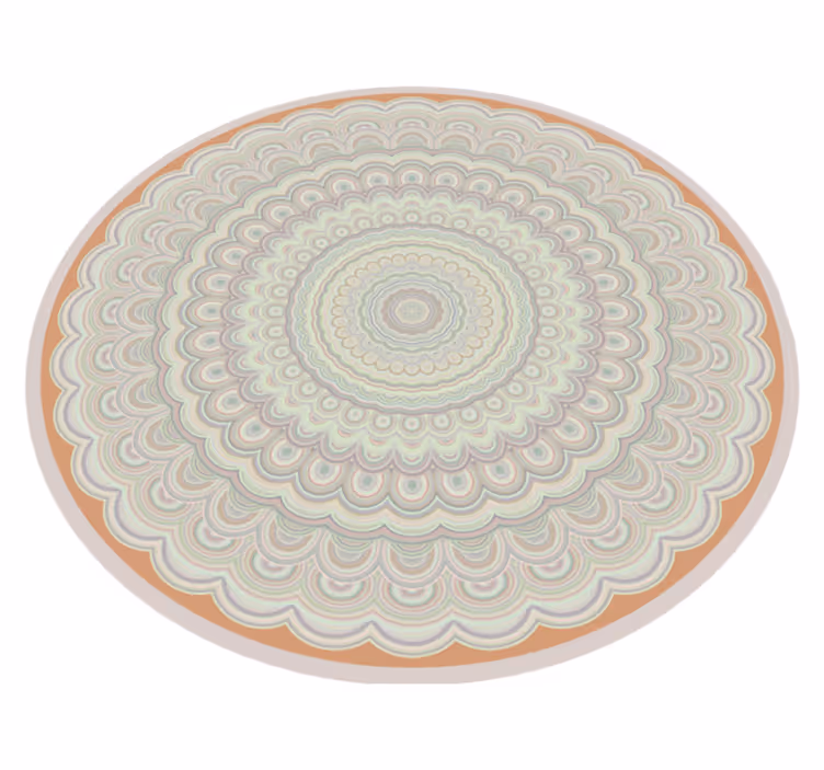 Sirkulær beige mandala vinyl teppe - Tenstickers