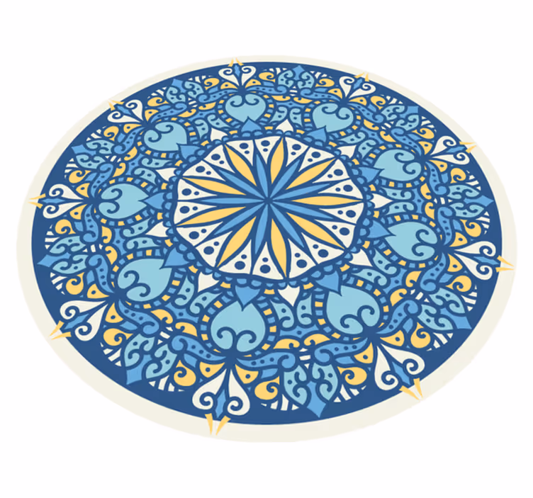 Intrikat blått motiv vinyl teppe mandala - Tenstickers