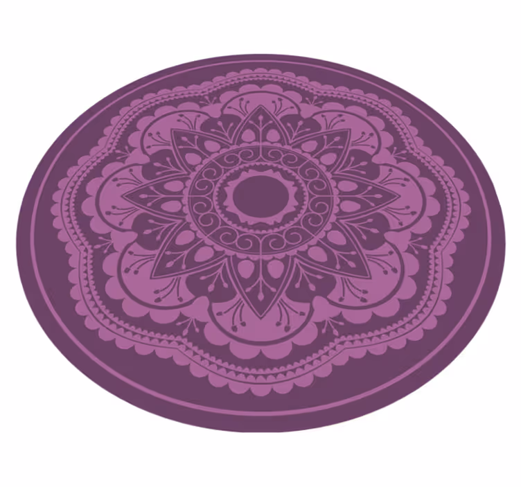 Lilla sirkulær design vinyl teppe mandala - Tenstickers
