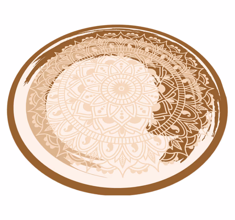 Grasiøst beige motiv vinyl teppe mandala - Tenstickers