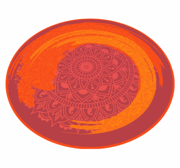 Rødt strålende motiv vinyl teppe mandala - Tenstickers