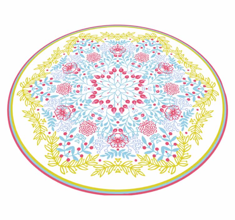 Sigøyner krem mandala vinyl teppe - Tenstickers